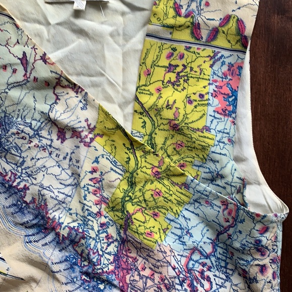 RARE Carven Map Wanderer Travel Print Silk Top - Picture 4 of 8